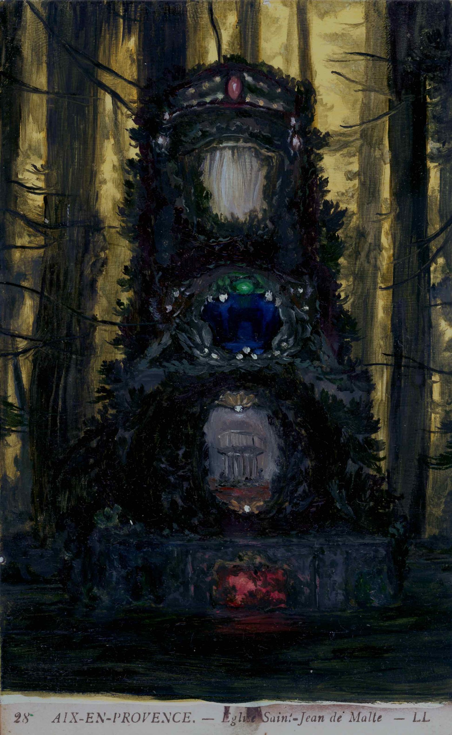 JWhittle _Forest (Emergence) _oil on postcard_ 13.5 x 8.5cm _ 2022