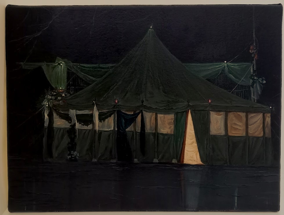 Joanna Whittle, Black Water Tent, oil on canvas, 18 x 24cm, 2022